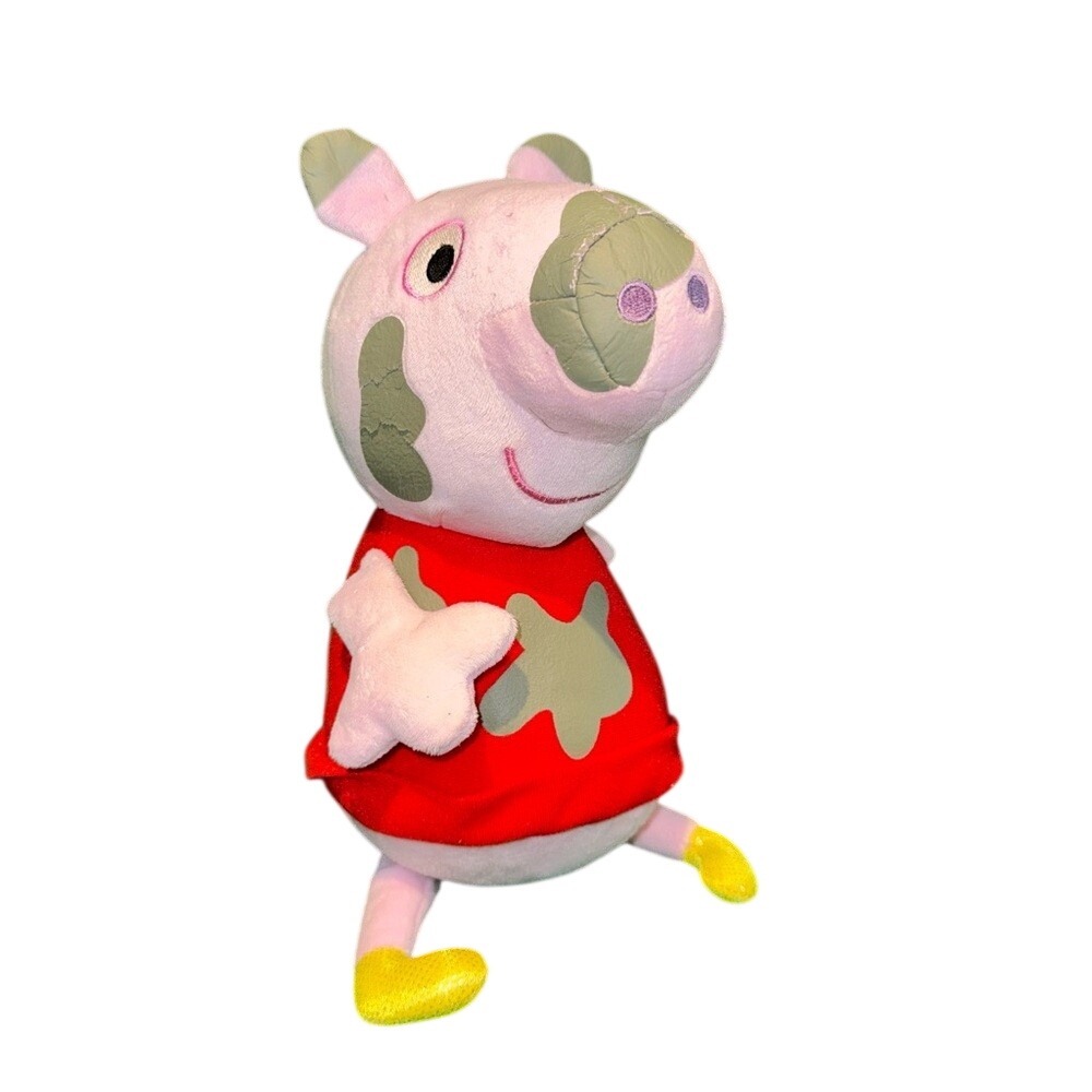 Peppa Pig Jumping In Muddy Puddles Plush 8 Inch Stuffed Animal Pink Red Muddy